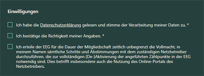 Einwilligungen